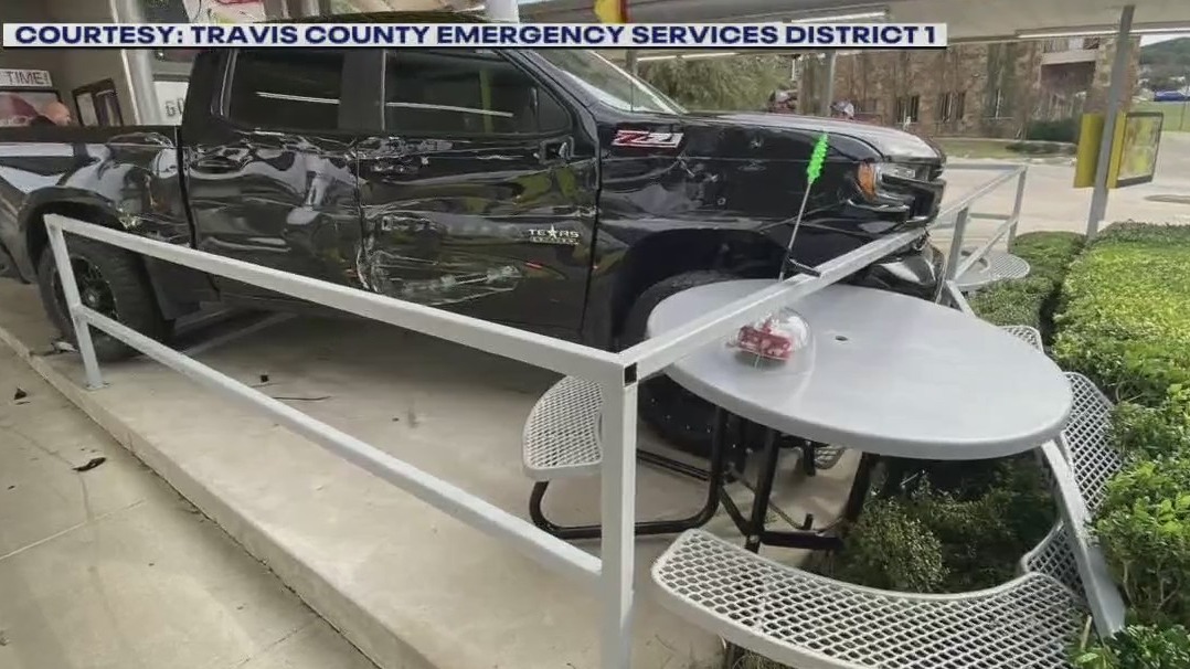 2 injured after truck plows through Sonic patio barriers