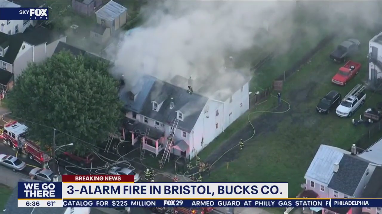 3-alarm fire spreading in Bucks County neighborhood