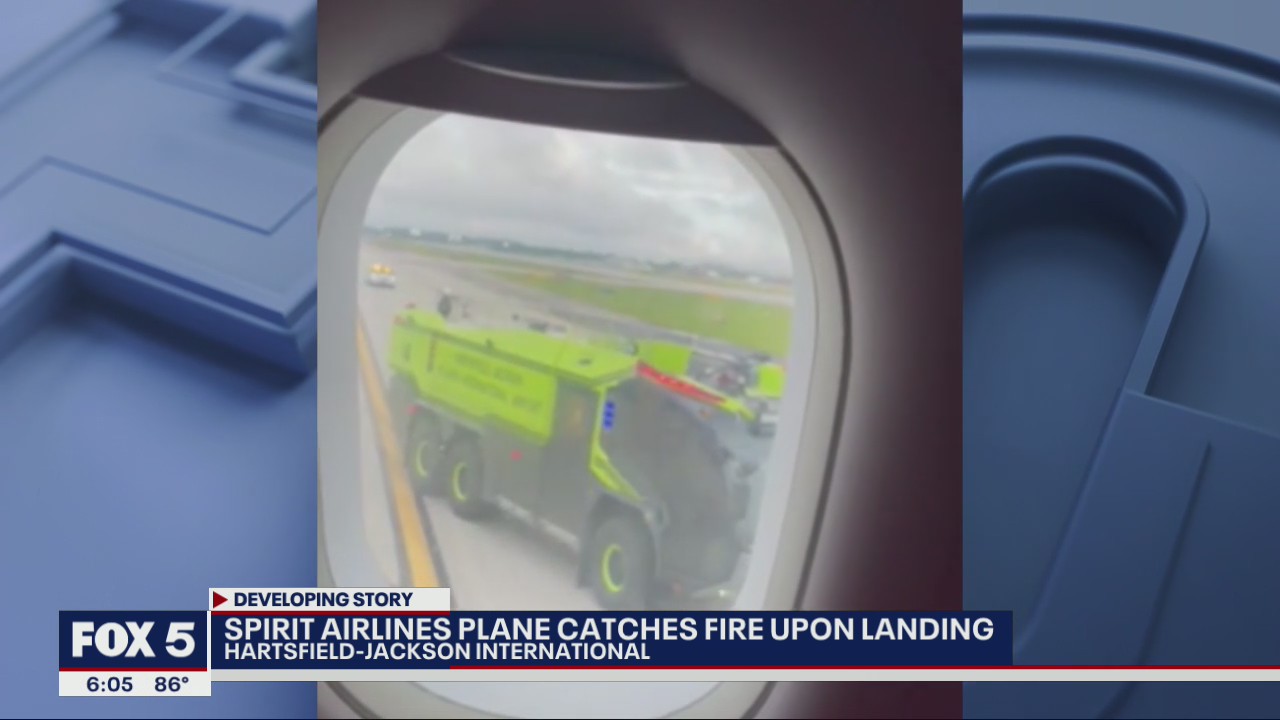 Passenger recalls "scary moments" on Spirit Airlines flight that caught fire on landing at Atlanta airport