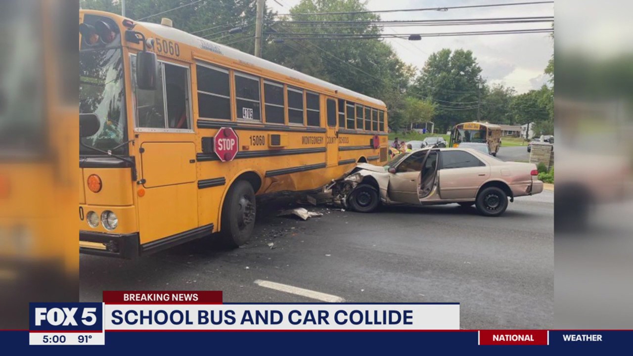 School bus collides with car in Gaithersburg