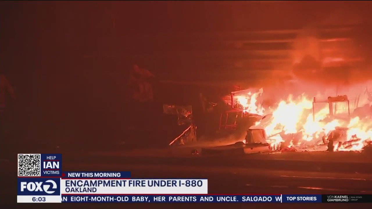 Oakland homeless camp goes up in flames