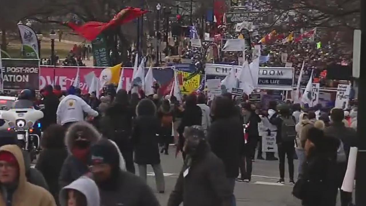 Largest anti-abortion rally held at the Nation's capitol on 49th Roe v Wade anniversary
