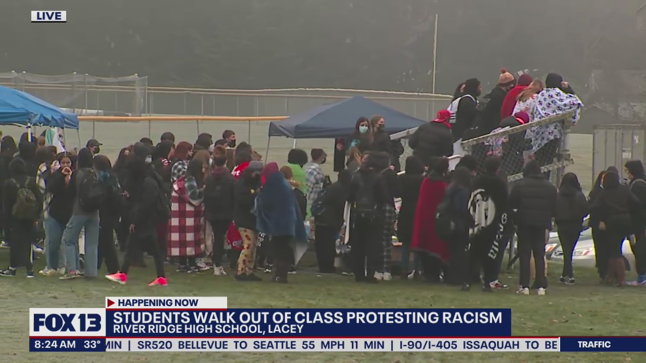 Lacey students walk out of class protesting racist incident at baseball game