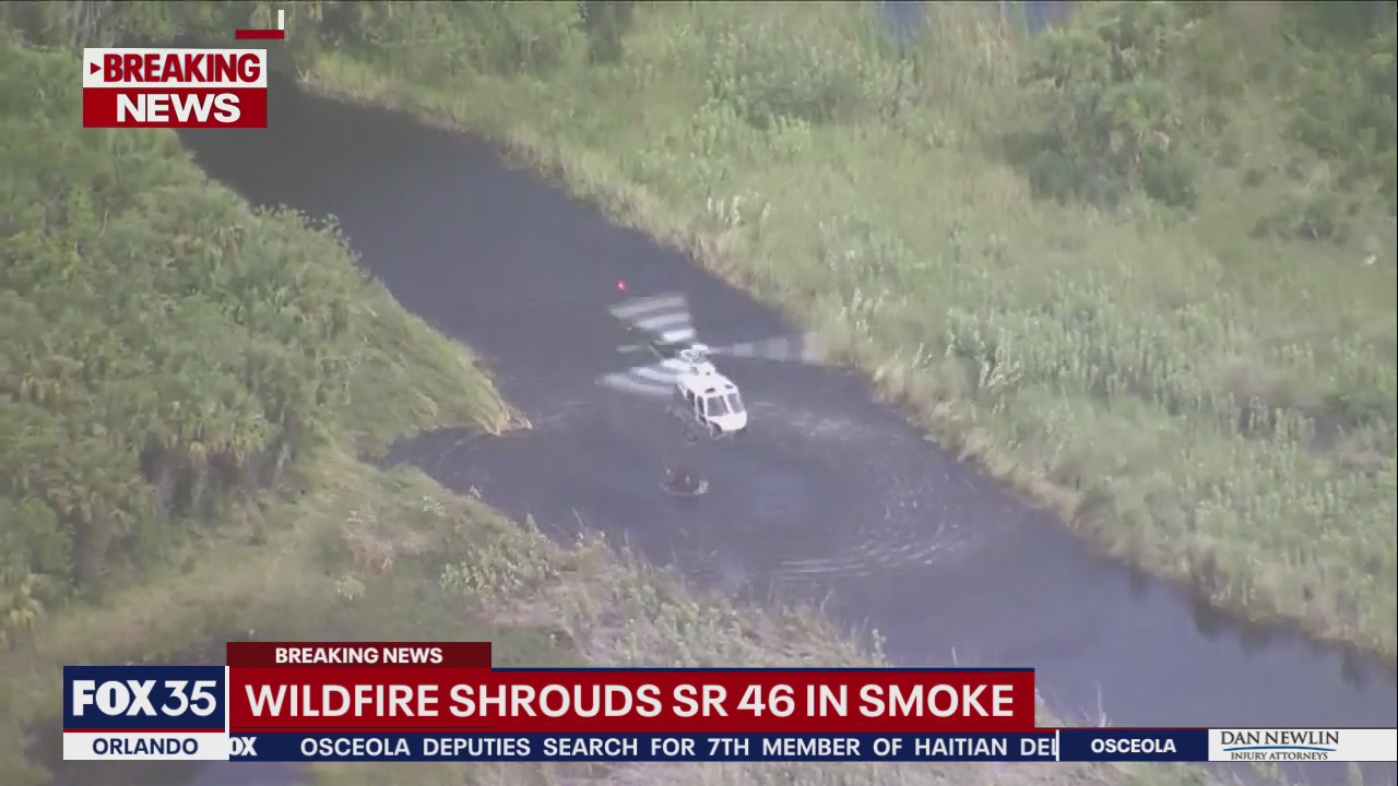 Wildfire in Seminole County impacting SR-46