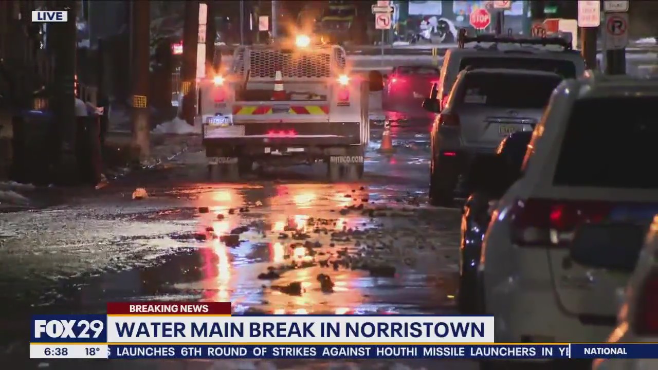 Crews on the scene of water main break in Norristown