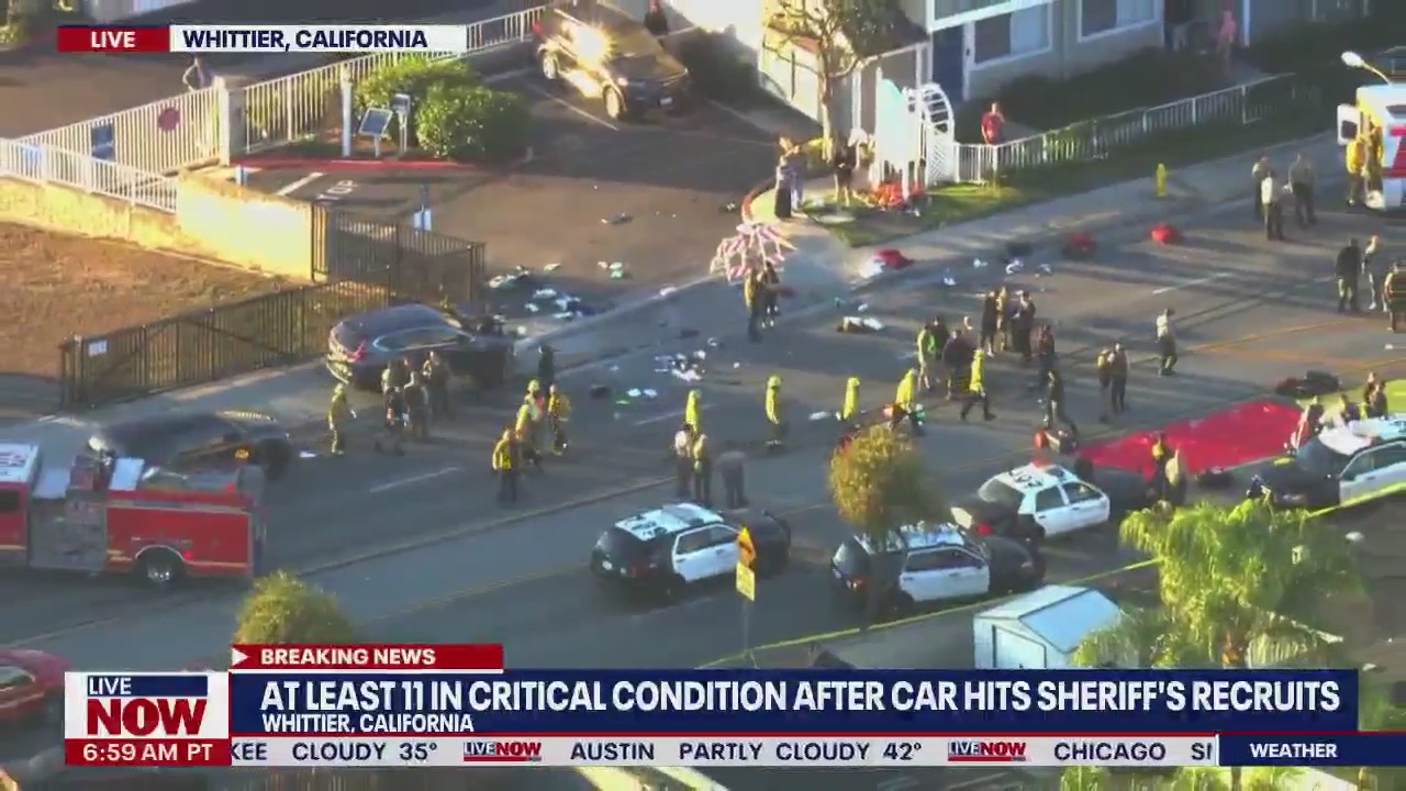 Car plows into sheriff's recruits running, at least 11 in critical condition