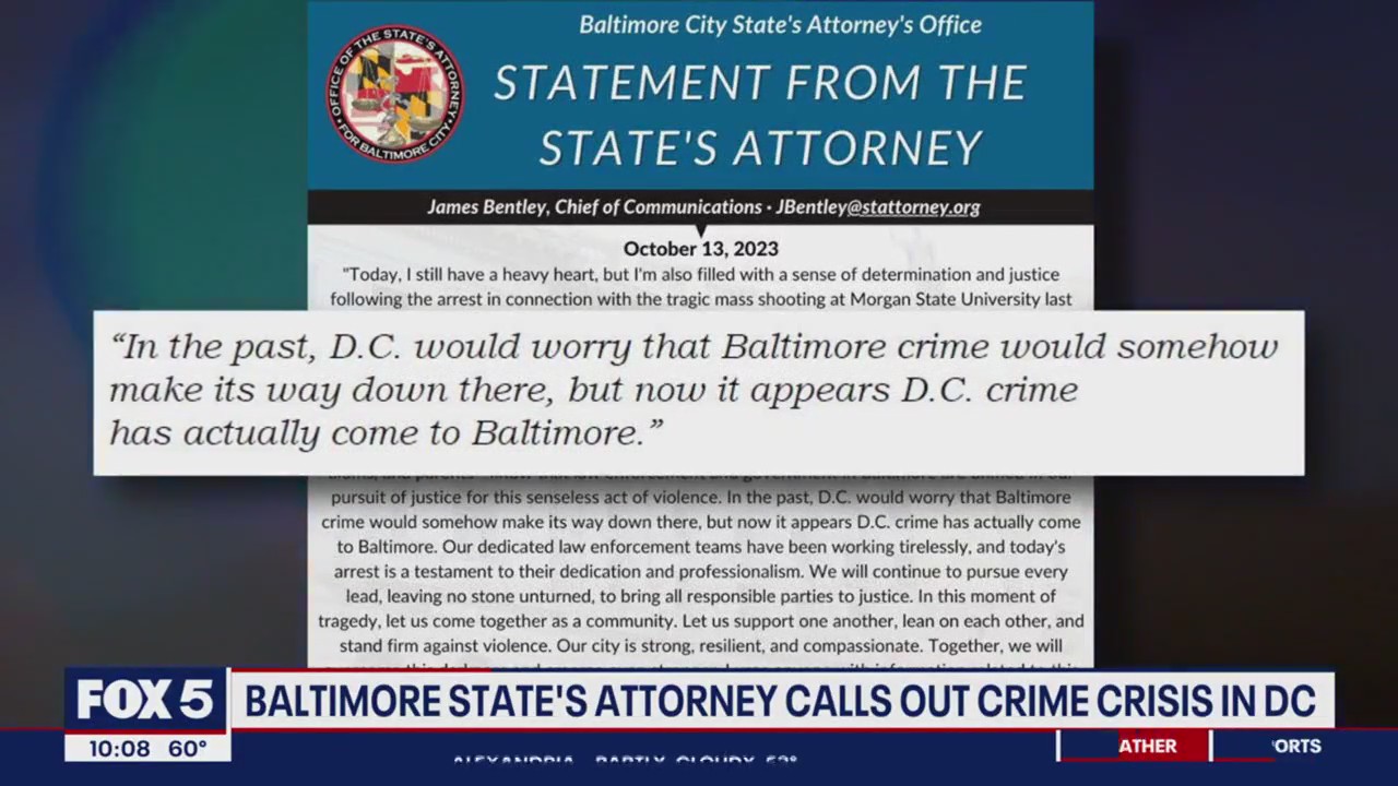 Baltimore State's attorney calls out crime crisis in DC