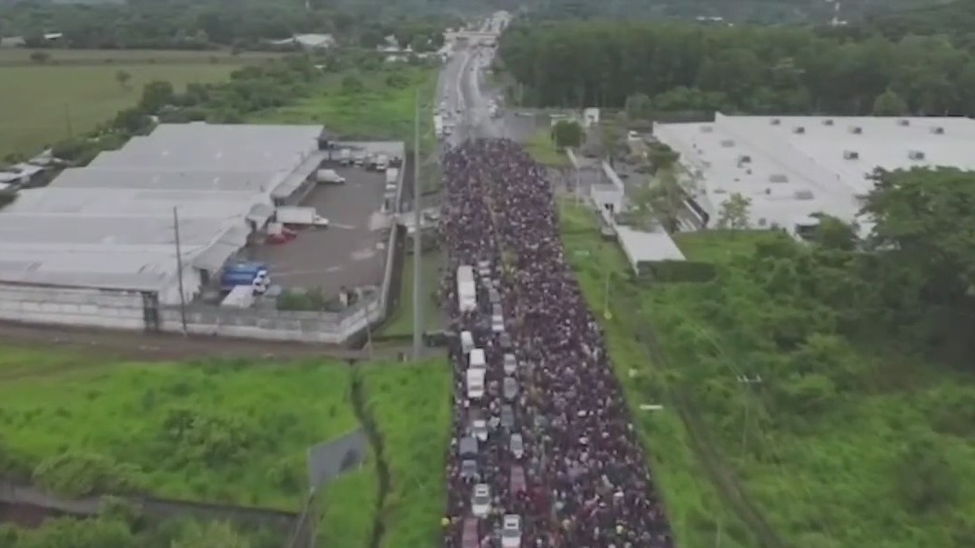 Nearly 10,000 migrants making their way toward the US southern border