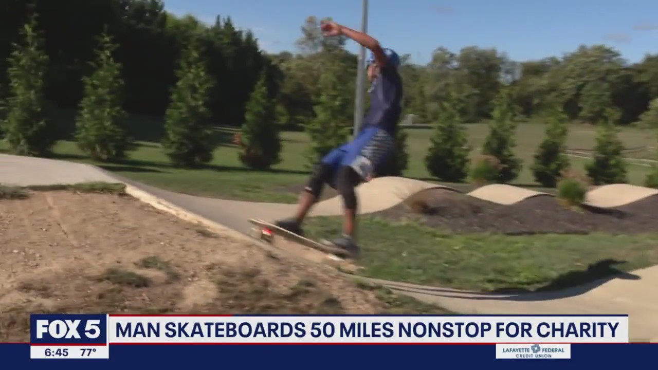 Man skateboards 50 miles nonstop for charity