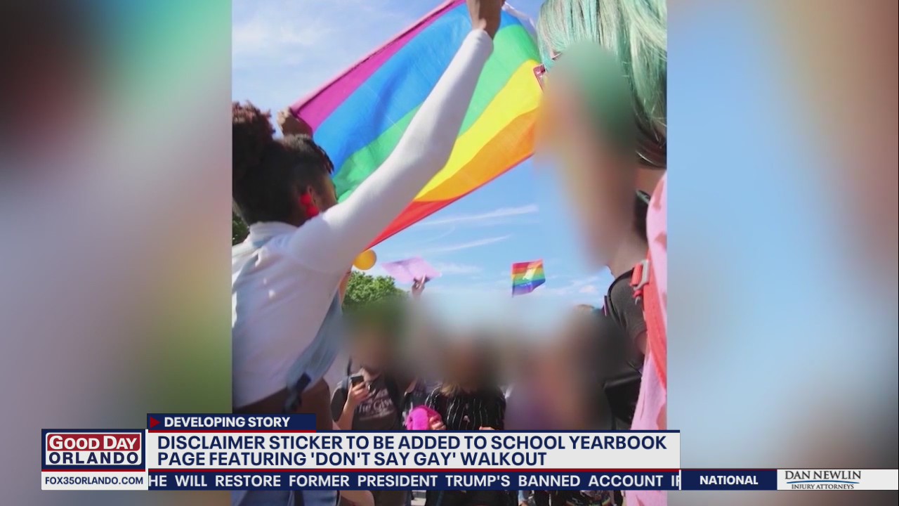 Disclaimer sticker to be added to page featuring 'Don't Say Gay' walkout in school yearbook