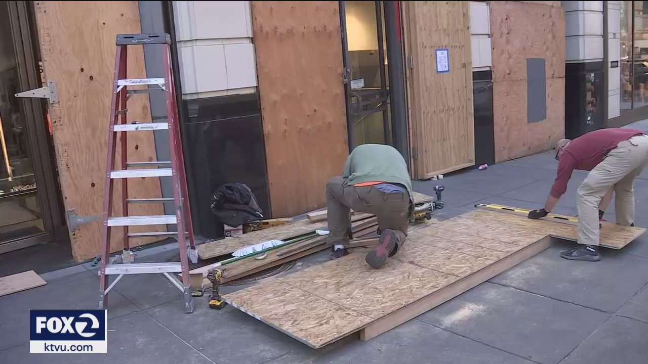 Businesses boarded up after 'organized mass theft' in San Francisco.