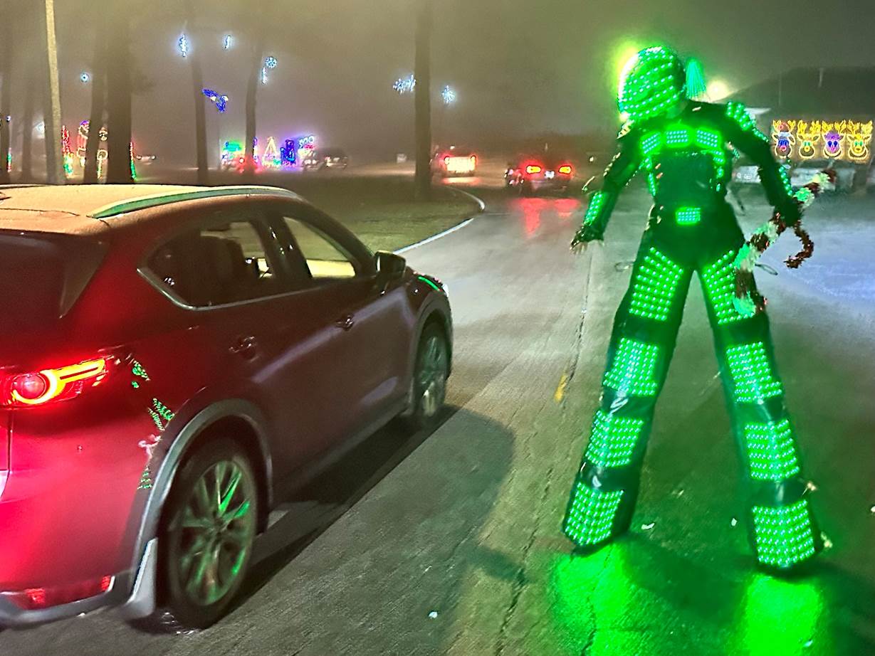 Holiday robot greets visitors at Aurora Festival of Lights