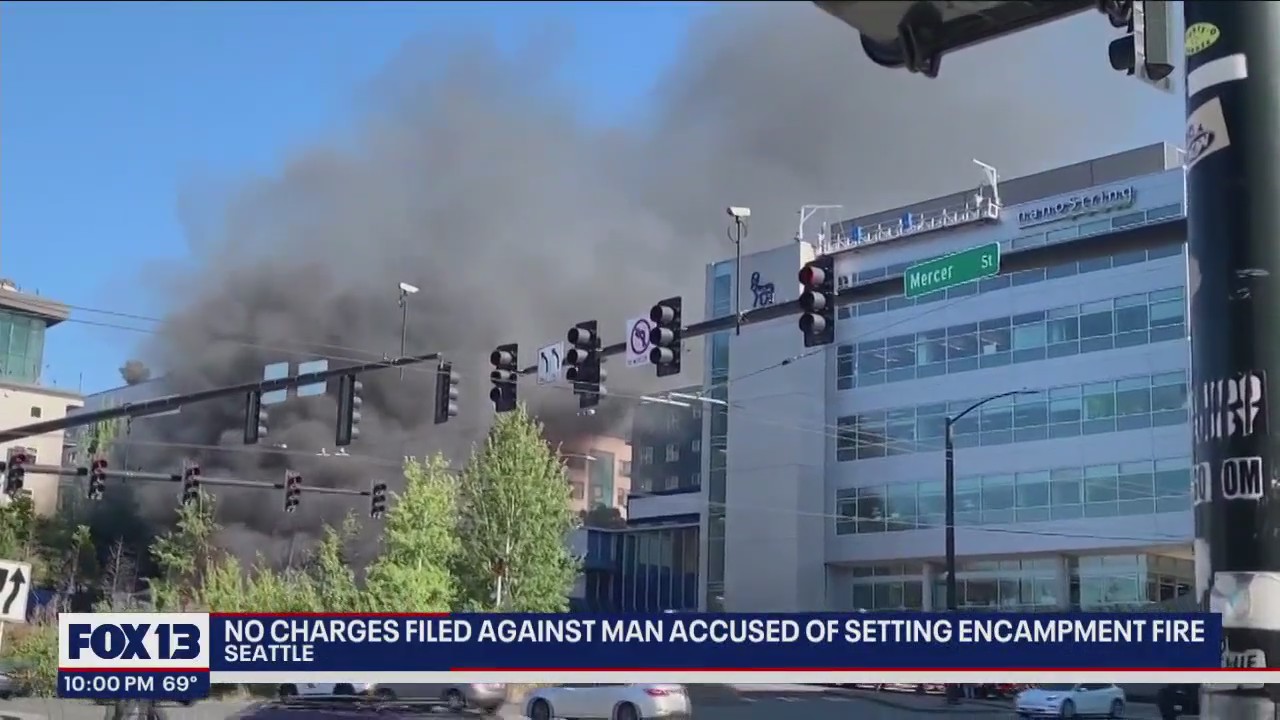Man accused of causing massive encampment fire released with no charges filed
