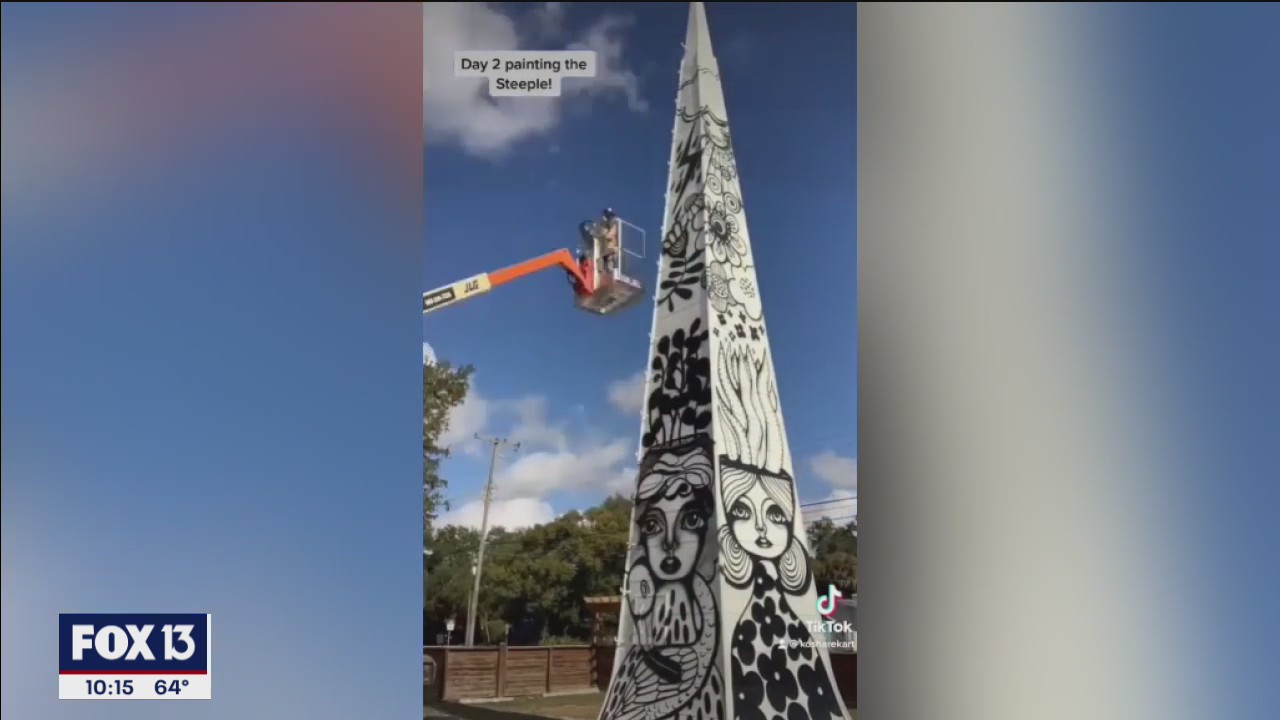 Church spire becomes art