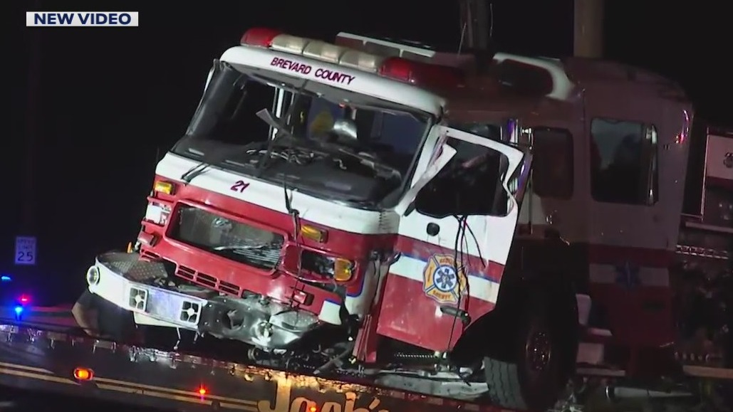 3 Florida firefighters injured after pickup truck crashes into fire truck in Brevard County, officials say