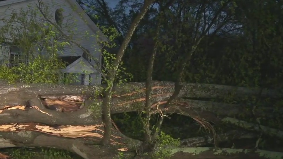 Storm topples large tree in front of Conyers church