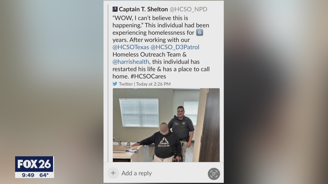 Harris County Sheriff's Deputy helps homeless man get his own apartment just in time for Thanksgiving