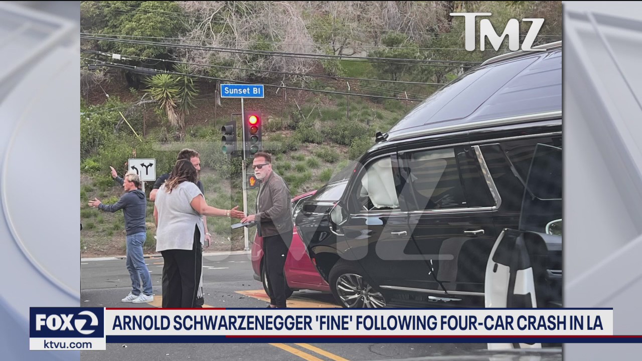 Schwarzenegger 'fine' after 4-car crash in LA