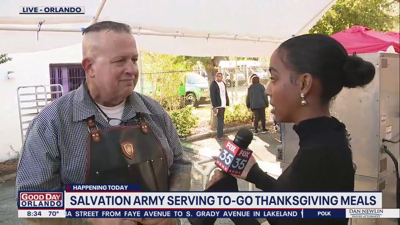 Salvation Army serving to-go Thanksgiving meals