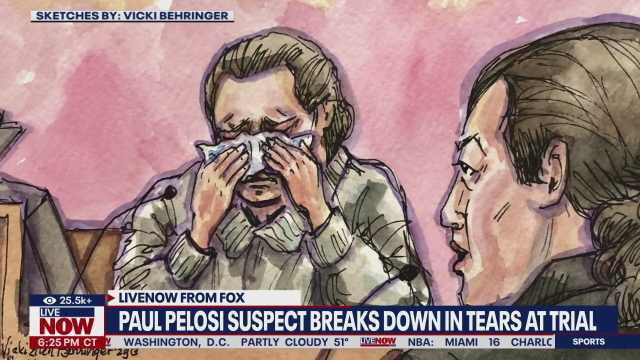 Pelosi attack suspect tearfully testifies at trial