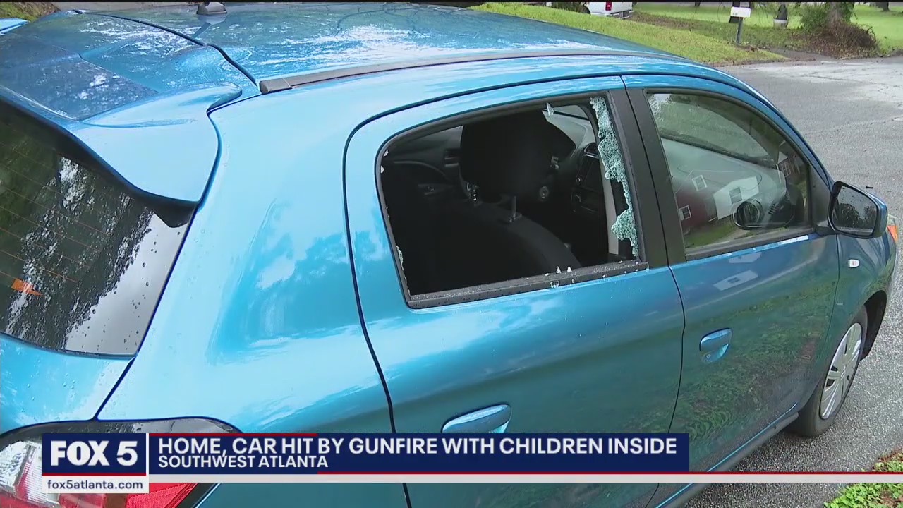 Home, car with children inside shot up