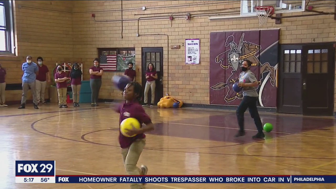 Save Our Streets: Camden County police officers play dodgeball with middle schoolers