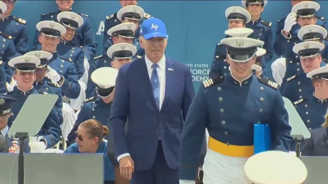 Joe Biden suffers fall during graduation