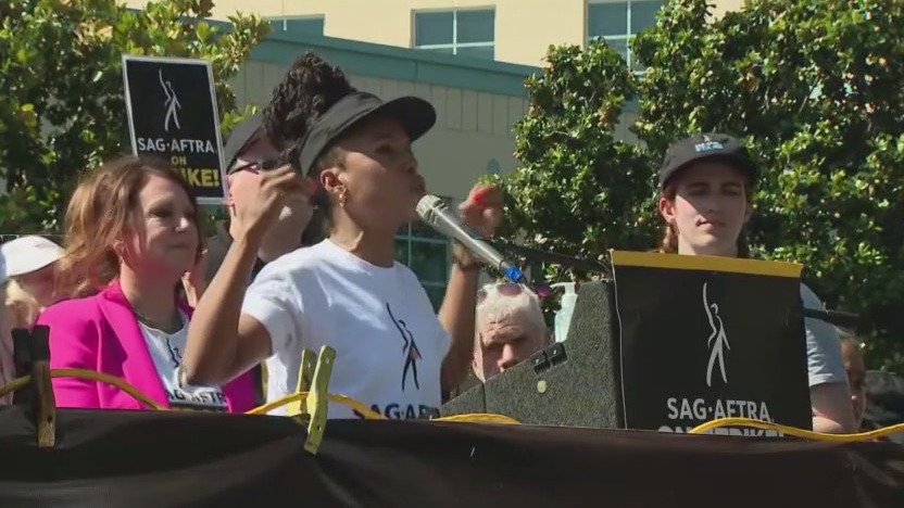 Hollywood strikes: Rally at Disney studios