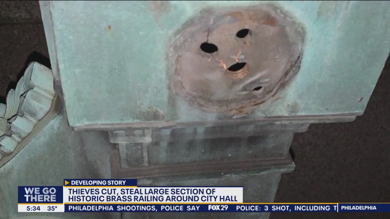 Section of historic brass railing cut, stolen from Philadelphia City Hall, sources say
