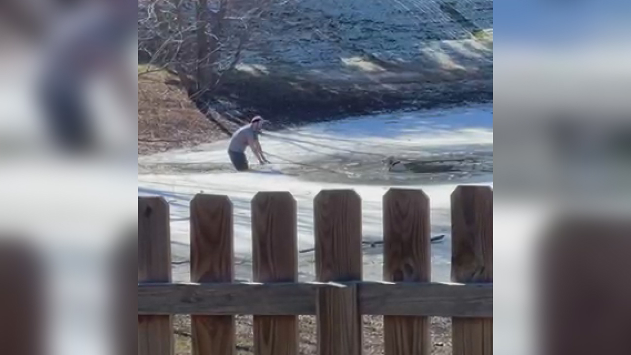Granbury man saves neighbor's dog from icy pond