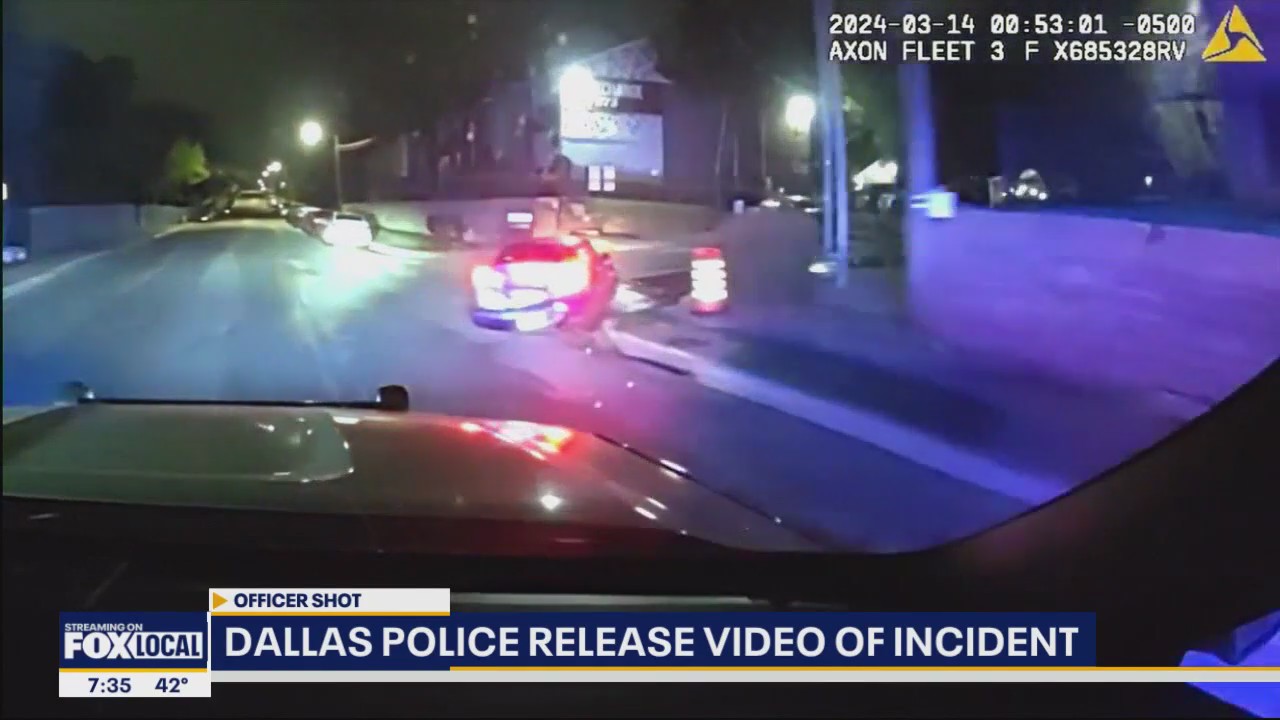 Video shows Dallas police chase and officer shooting