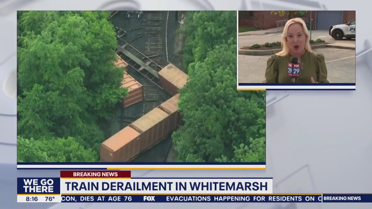 Officials identify material leaking from collapsed train cars in Whitemarsh Township