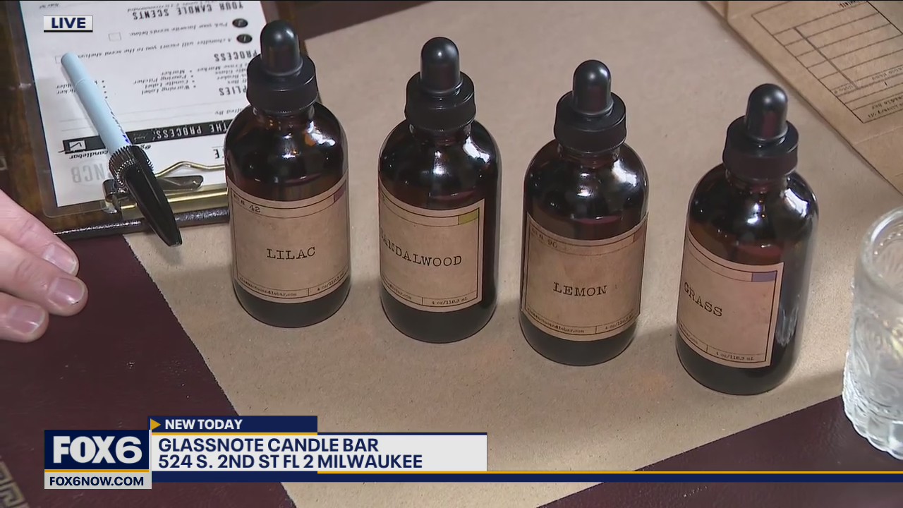 At Glassnote Candle Bar you can create your own custom scent by selecting up to five unique fragrances to mix with their 100% soy wax