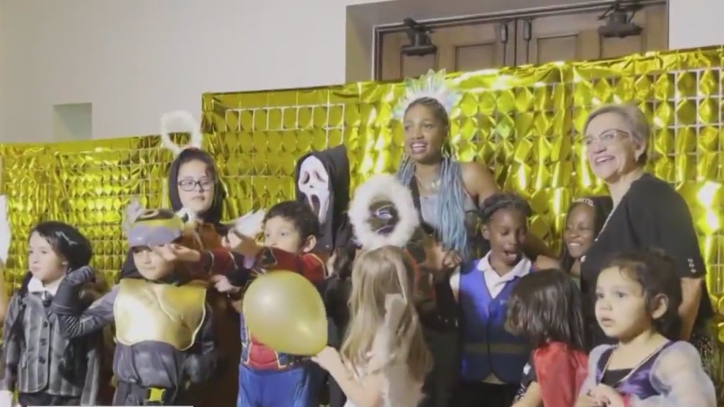 Halloween party for unhoused children