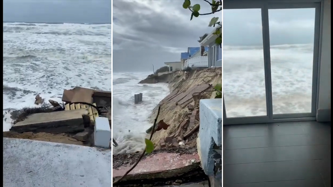 Florida yards washed into Atlantic Ocean before Nicole landfall