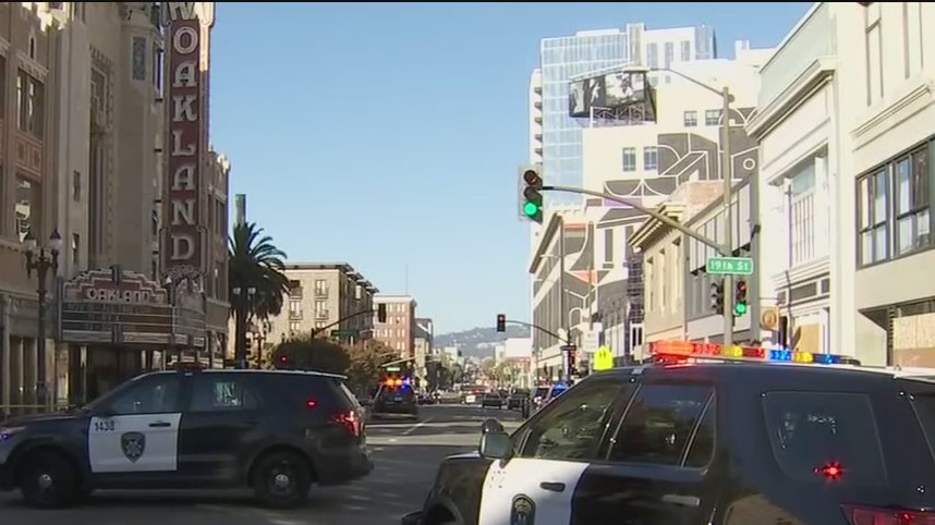 Woman shot outside Oakland's Fox Theater, possibly by stray bullet