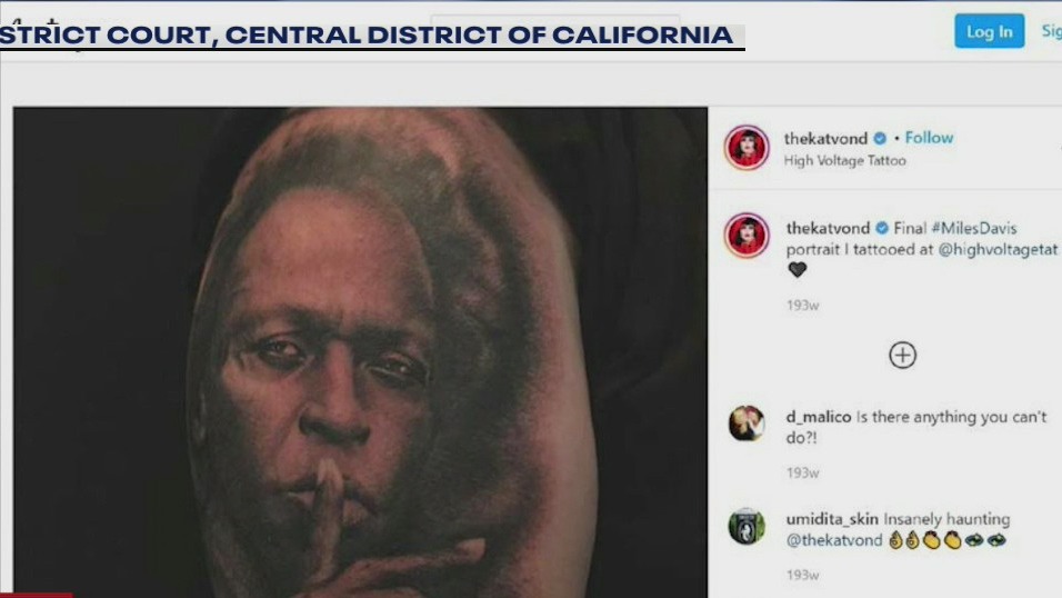 Photographer suing celebrity tattoo artist Kat Von D over copyright infringement