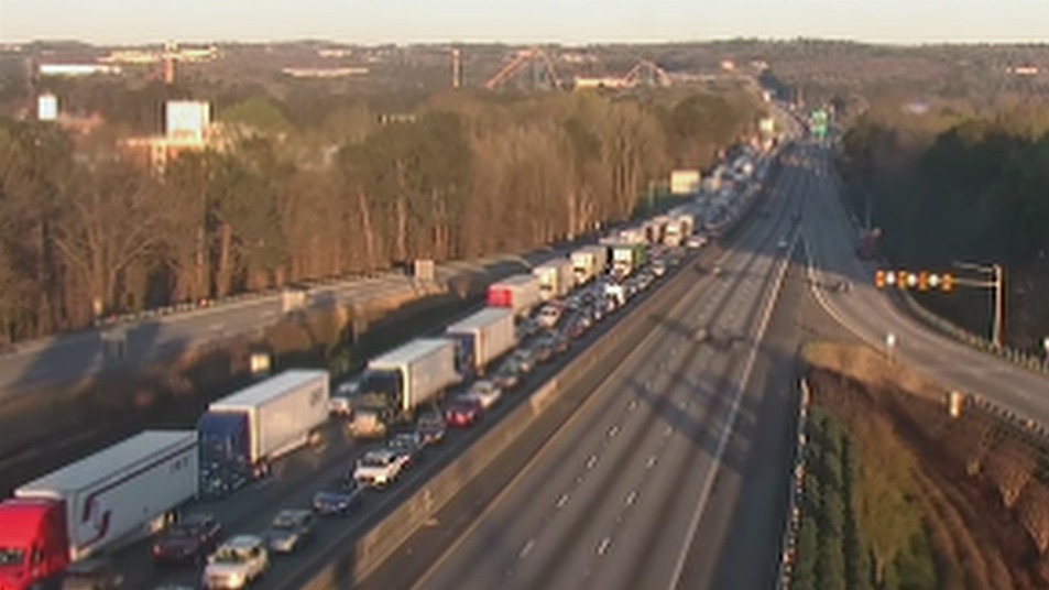 Fiery crash leaves traffic on I-20 eastbound at standstill