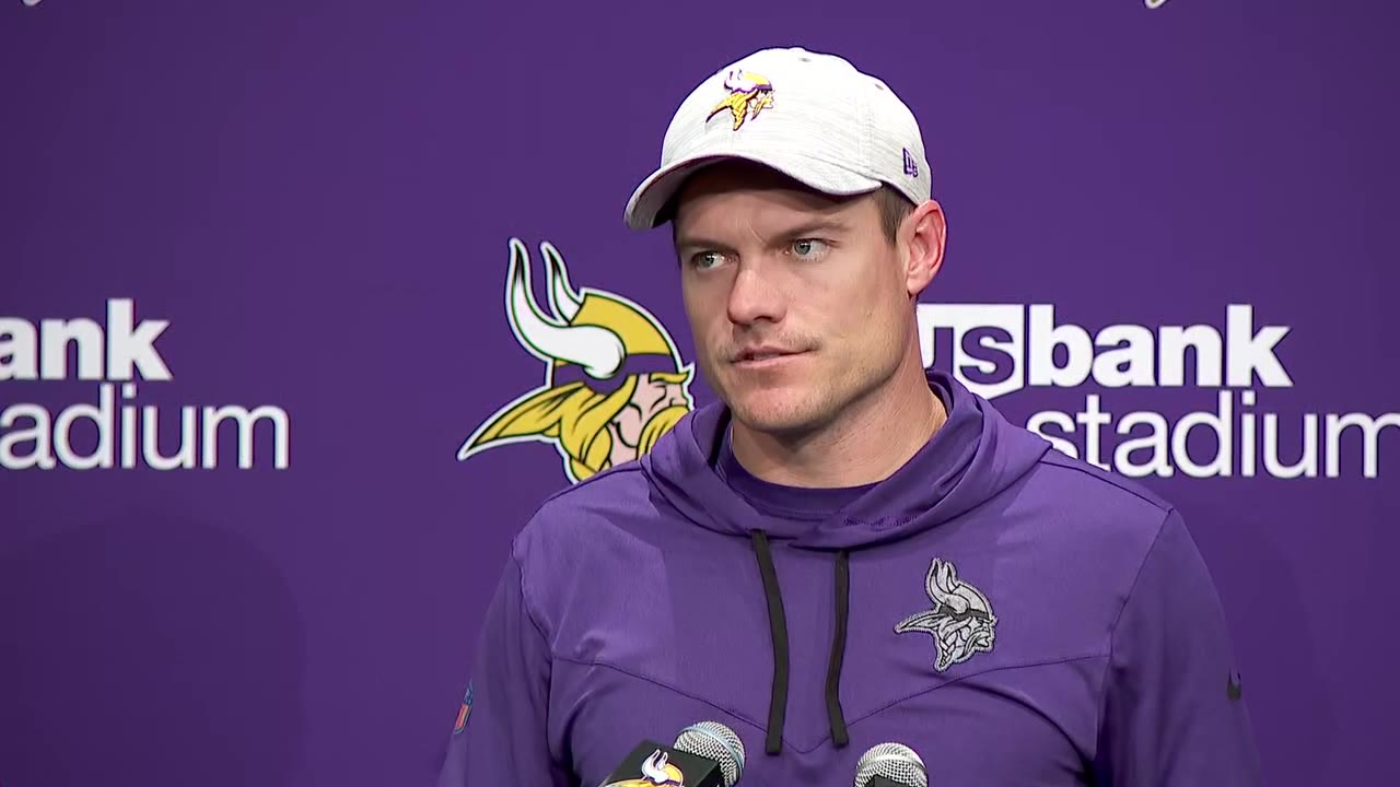 Vikings coach Kevin O'Connell talks after 34-26 win over Cardinals