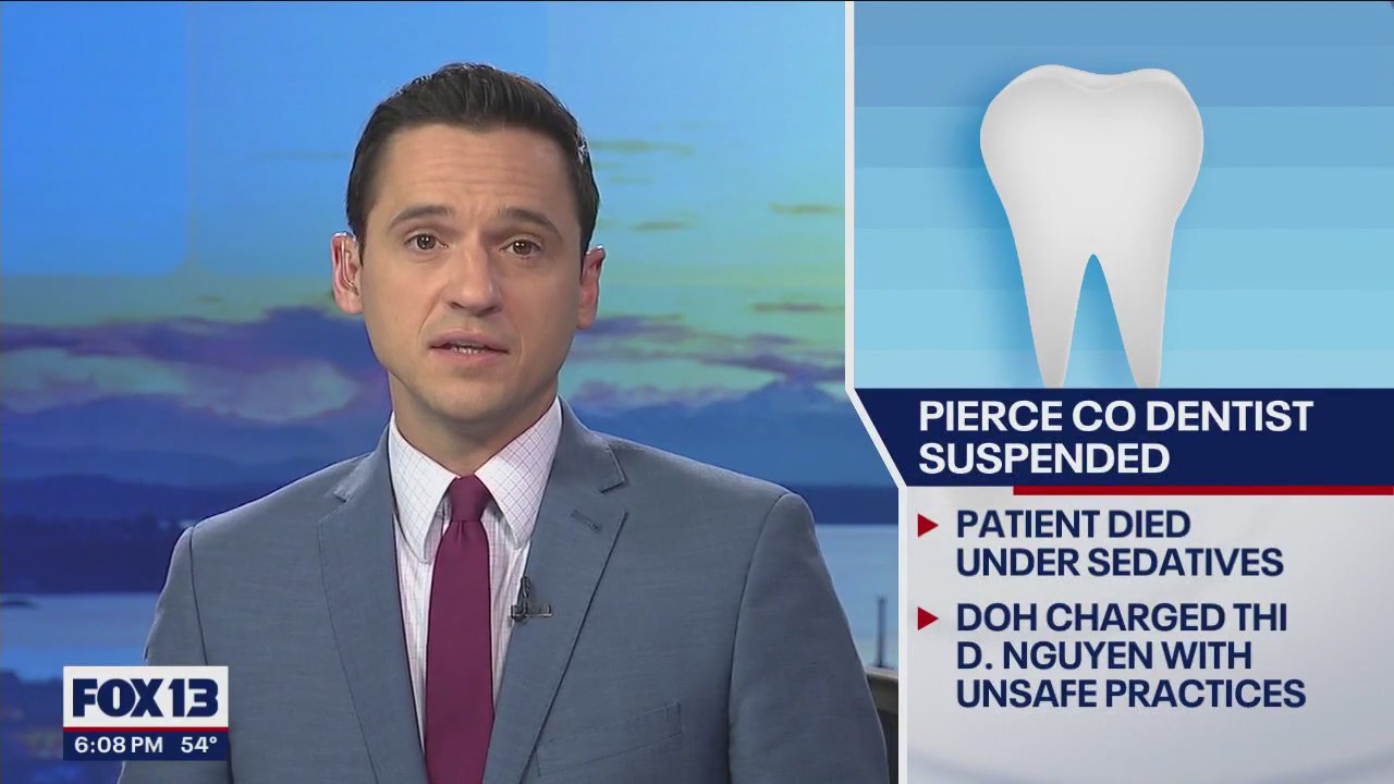 Pierce County dentist suspended following patient's death during sedation