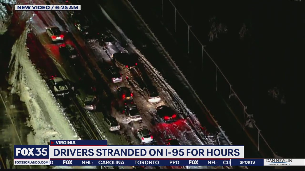 Drivers stranded for hours on I-95 in Virginia after winter storm