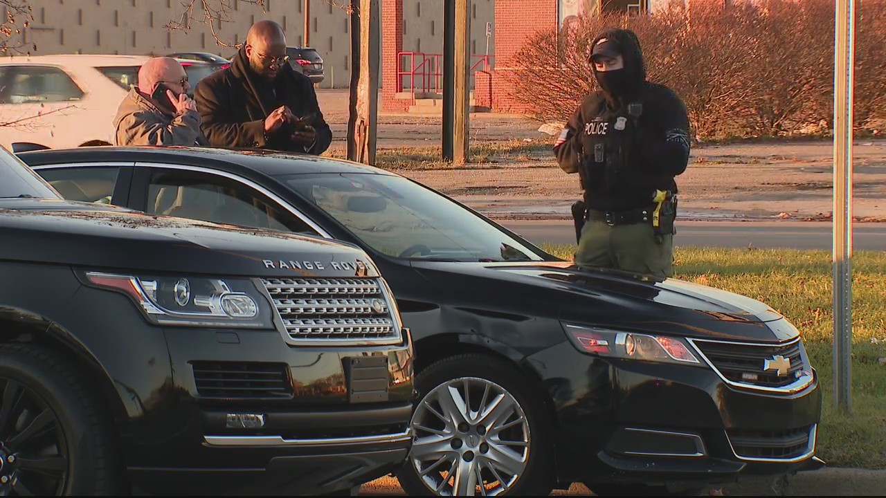 Car crashes into tree after shooting on 8 Mile in Detroit