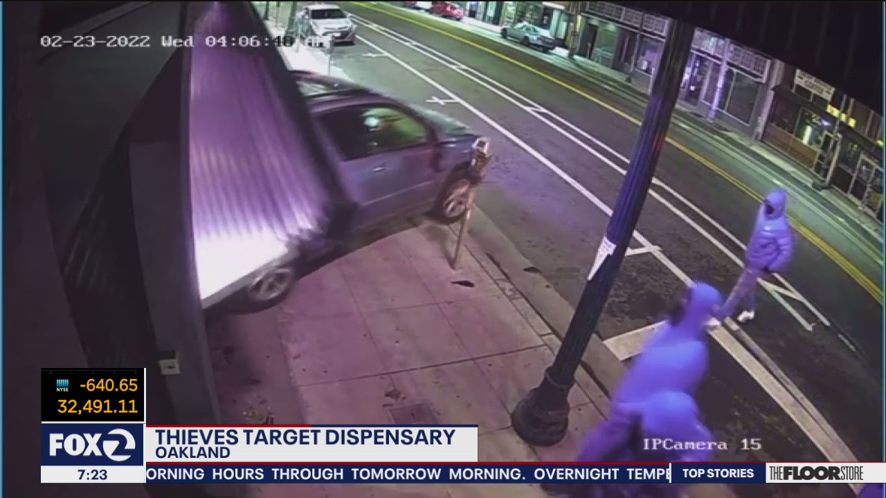 Oakland cannabis dispensary robbed after car rams entrance