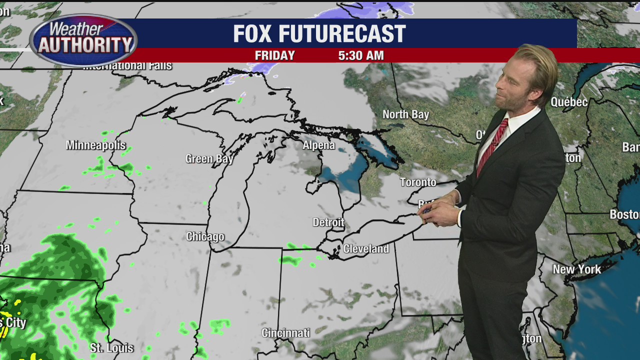 A few showers with highs near 40 Friday