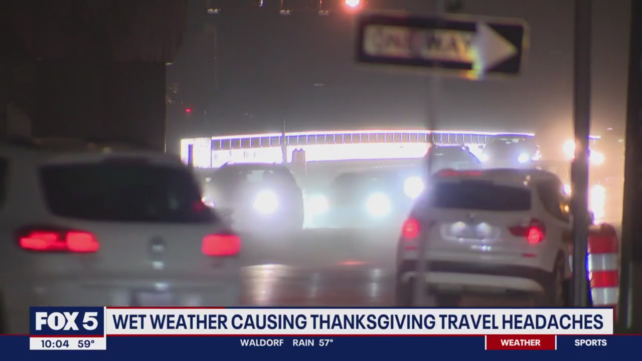 Thanksgiving travelers say wet roads causing headaches