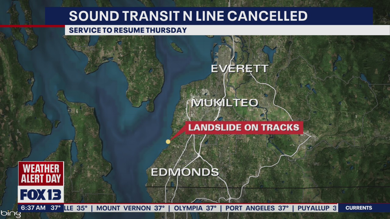 Sound Transit N Line service is canceled due to landslide