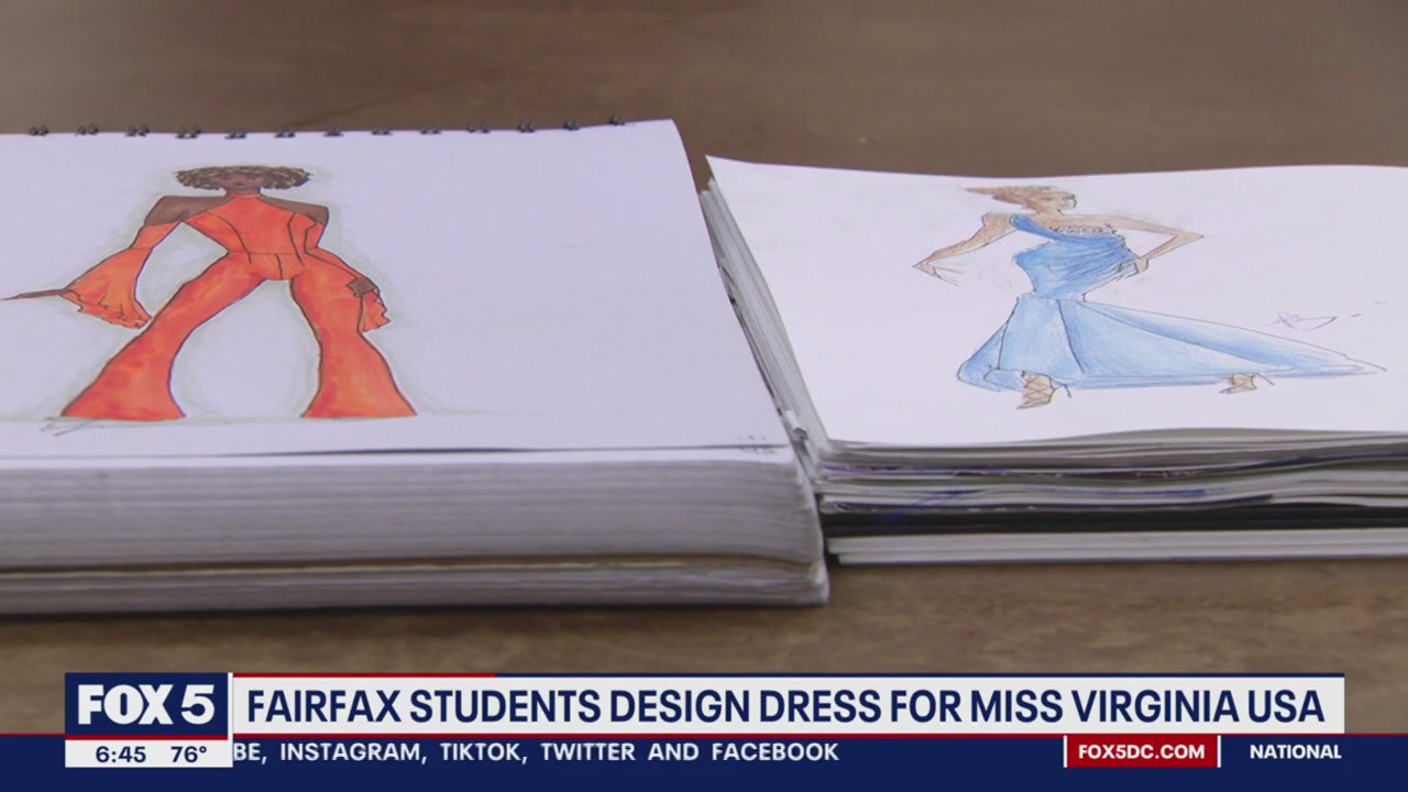 Fairfax Academy fashion careers students design dress for Miss Virginia USA
