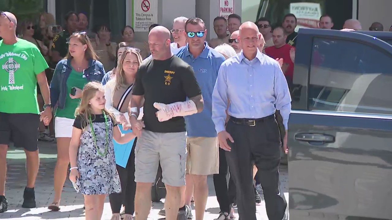 Raw video: Pinellas deputy leaves hospital after being shot 3 times