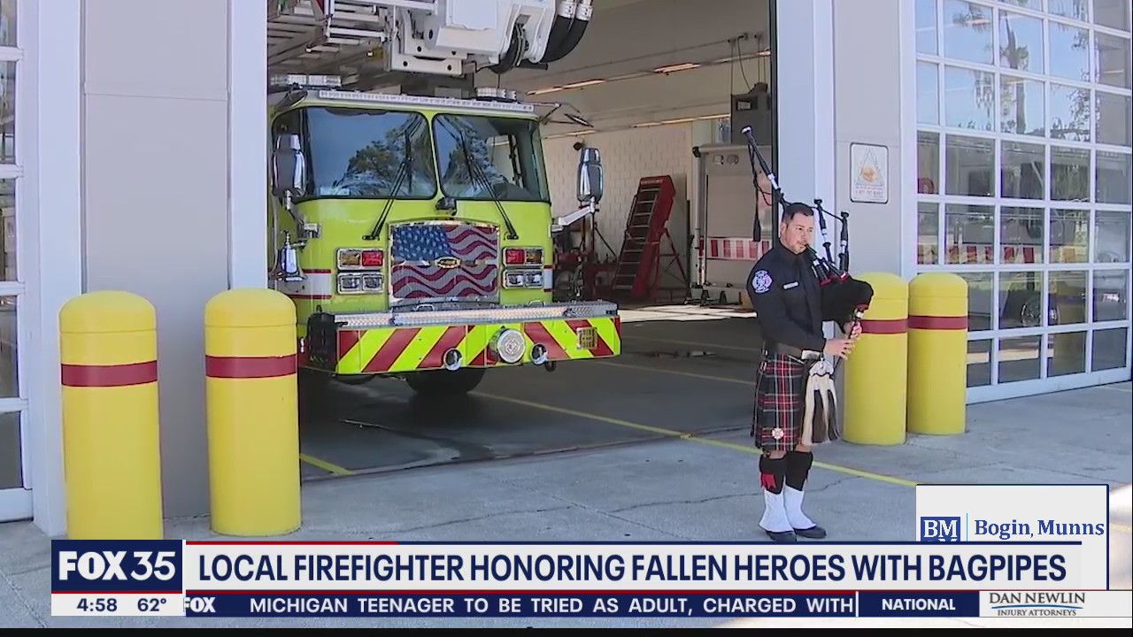 FOX 35 Care Force: Local firefighter honoring fallen heroes with bagpipes