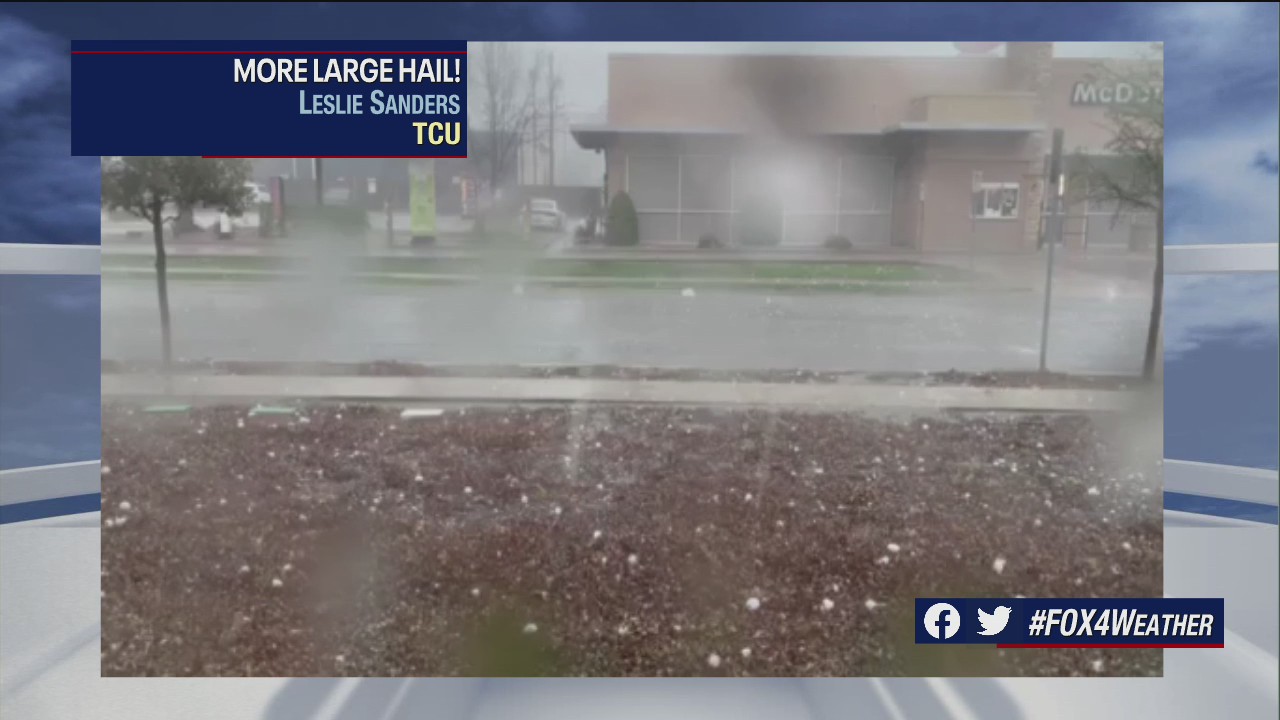 Hail in Fort Worth splashes into flooded streets
